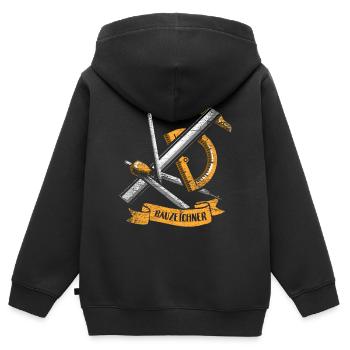 dessinateur - Sweat Premium à capuche zippé enfant bio - noir - Dos - AI Model Kid Male (0cm)