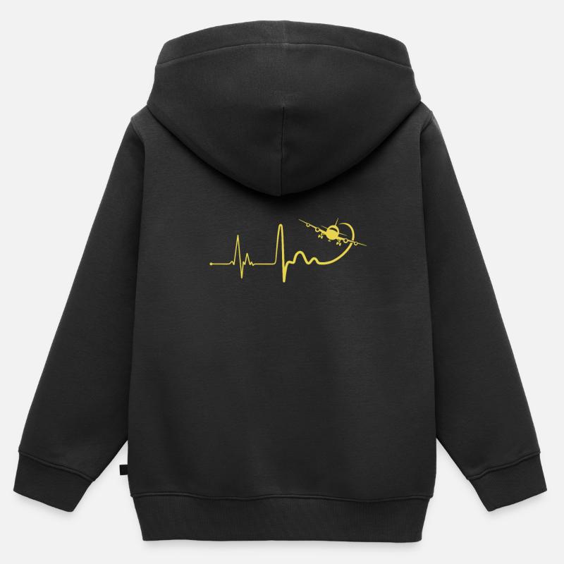 avion - Sweat Premium à capuche zippé enfant bio - noir