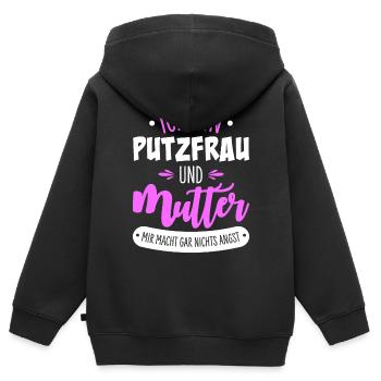 Putzfrau Mutter - Kinder Premium Organic Zip Hoodie - Schwarz - Hinten - AI Model Kid Male (0cm)