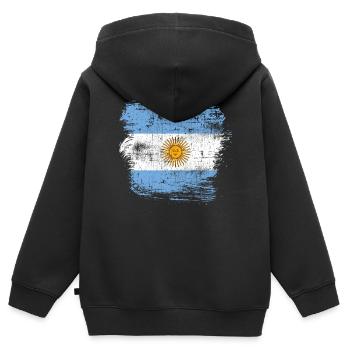 Argentine - Sweat Premium à capuche zippé enfant bio - noir - Dos - AI Model Kid Male (0cm)