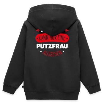 Putzfrau - Kinder Premium Organic Zip Hoodie - Schwarz - Hinten - AI Model Kid Male (0cm)