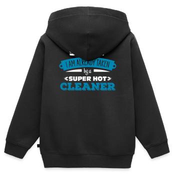 Putzfrau - Kinder Premium Organic Zip Hoodie - Schwarz - Hinten - AI Model Kid Male (0cm)