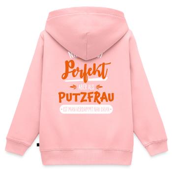 Femme de ménage - Sweat Premium à capuche zippé enfant bio - rose - Dos - AI Model Kid Female (0cm)