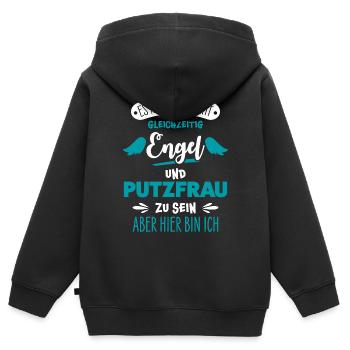 Putzfrau - Kinder Premium Organic Zip Hoodie - Schwarz - Hinten - AI Model Kid Male (0cm)