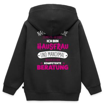 Hausfrau - Kinder Premium Organic Zip Hoodie - Schwarz - Hinten - AI Model Kid Male (0cm)