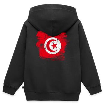 Tunesien - Kinder Premium Organic Zip Hoodie - Schwarz - Hinten - AI Model Kid Male (0cm)