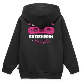 Erzieherin - Kinder Premium Organic Zip Hoodie - Schwarz - Hinten - AI Model Kid Male (0cm)
