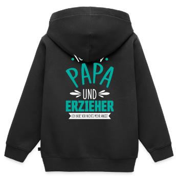Erzieher Papa - Kinder Premium Organic Zip Hoodie - Schwarz - Hinten - AI Model Kid Male (0cm)