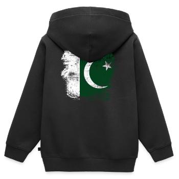 Pakistan - Kinder Premium Organic Zip Hoodie - Schwarz - Hinten - AI Model Kid Male (0cm)