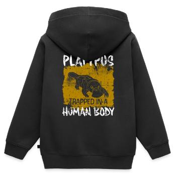 Schnabeltier - Kinder Premium Organic Zip Hoodie - Schwarz - Hinten - AI Model Kid Male (0cm)