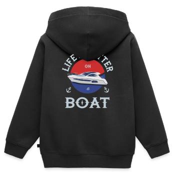Boot - Kinder Premium Organic Zip Hoodie - Schwarz - Hinten - AI Model Kid Male (0cm)