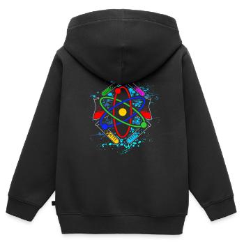 Chemie - Kinder Premium Organic Zip Hoodie - Schwarz - Hinten - AI Model Kid Male (0cm)