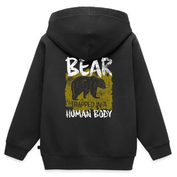 Bär - Kinder Premium Organic Zip Hoodie - Schwarz - Hinten - AI Model Kid Male (0cm)