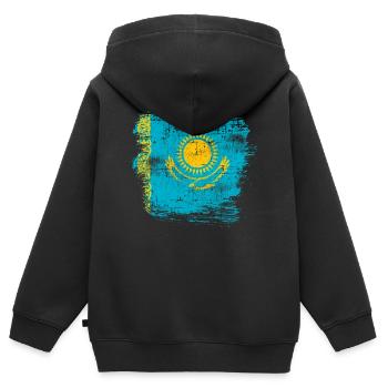 Kazakhstan - Kids Premium Organic Zip-up Hoodie - black - Back - AI Model Kid Male (0cm)