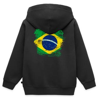 Brésil - Sweat Premium à capuche zippé enfant bio - noir - Dos - AI Model Kid Male (0cm)