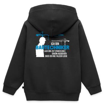 bautechniker - Kinder Premium Organic Zip Hoodie - Schwarz - Hinten - AI Model Kid Male (0cm)