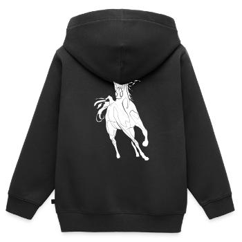 Cheval - Sweat Premium à capuche zippé enfant bio - noir - Dos - AI Model Kid Male (0cm)