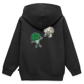 Brocoli chou-fleur - Sweat Premium à capuche zippé enfant bio - noir - Dos - AI Model Kid Male (0cm)