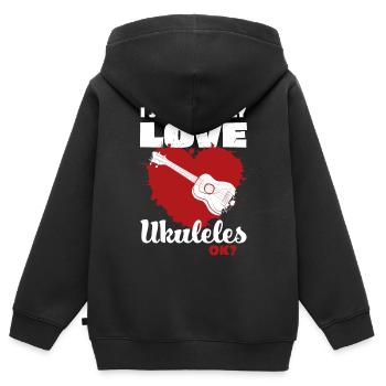 Ukulele - Kinder Premium Organic Zip Hoodie - Schwarz - Hinten - AI Model Kid Male (0cm)