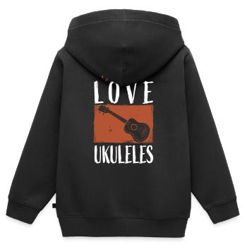 Ukulele - Kinder Premium Organic Zip Hoodie - Schwarz - Hinten - AI Model Kid Male (0cm)