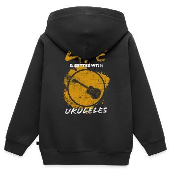 Ukulele - Kinder Premium Organic Zip Hoodie - Schwarz - Hinten - AI Model Kid Male (0cm)