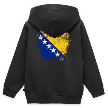 Bosnie-et-Herzégovine - Sweat Premium à capuche zippé enfant bio - noir - Dos - AI Model Kid Male (0cm)