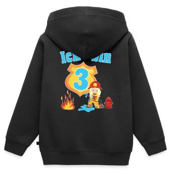 Mädchen 3.Geburtstag Feuerwehr Kinder Geschenk - Kinder Premium Organic Zip Hoodie - Schwarz - Hinten - AI Model Kid Male (0cm)