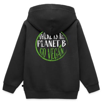 Vegan Klimaschutz - Kinder Premium Organic Zip Hoodie - Schwarz - Hinten - AI Model Kid Male (0cm)