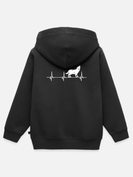 lupo - Felpa Premium con cappuccio con zip bambino bio - nero