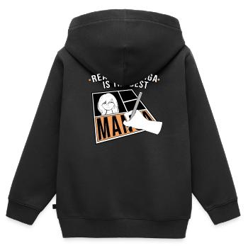 Manga - Kinder Premium Organic Zip Hoodie - Schwarz - Hinten - AI Model Kid Male (0cm)