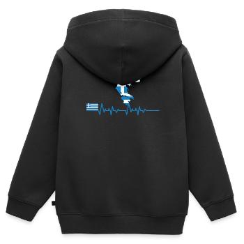 Griechenland - Kinder Premium Organic Zip Hoodie - Schwarz - Hinten - AI Model Kid Male (0cm)