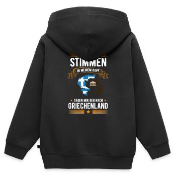 Griechenland - Kinder Premium Organic Zip Hoodie - Schwarz - Hinten - AI Model Kid Male (0cm)