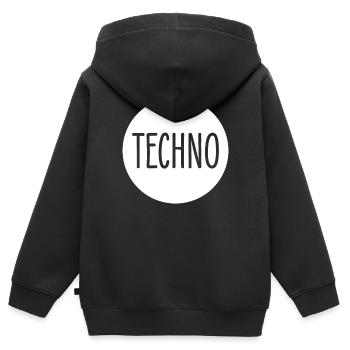 Techno - Kinder Premium Organic Zip Hoodie - Schwarz - Hinten - AI Model Kid Male (0cm)