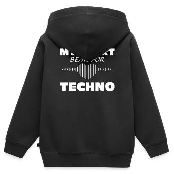 Techno - Kinder Premium Organic Zip Hoodie - Schwarz - Hinten - AI Model Kid Male (0cm)