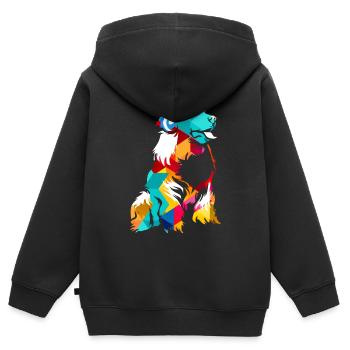 Bovin bernois - Sweat Premium à capuche zippé enfant bio - noir - Dos - AI Model Kid Male (0cm)