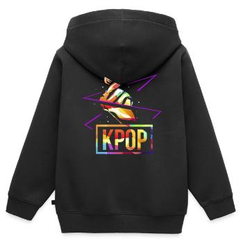 K-pop Polygon - Kinder Premium Organic Zip Hoodie - Schwarz - Hinten - AI Model Kid Male (0cm)