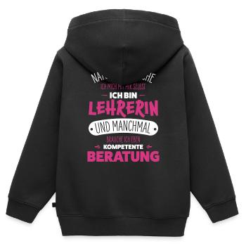 Lehrerin - Kinder Premium Organic Zip Hoodie - Schwarz - Hinten - AI Model Kid Male (0cm)