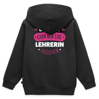 Lehrerin - Kinder Premium Organic Zip Hoodie - Schwarz - Hinten - AI Model Kid Male (0cm)