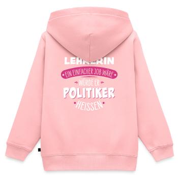 Enseignante - Sweat Premium à capuche zippé enfant bio - rose - Dos - AI Model Kid Female (0cm)