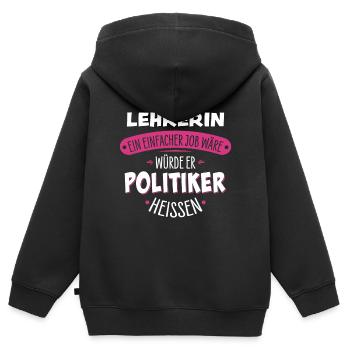 Lehrerin - Kinder Premium Organic Zip Hoodie - Schwarz - Hinten - AI Model Kid Male (0cm)
