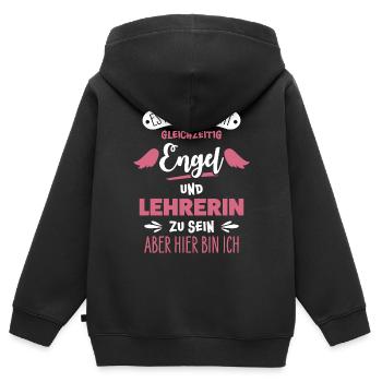 Lehrerin - Kinder Premium Organic Zip Hoodie - Schwarz - Hinten - AI Model Kid Male (0cm)