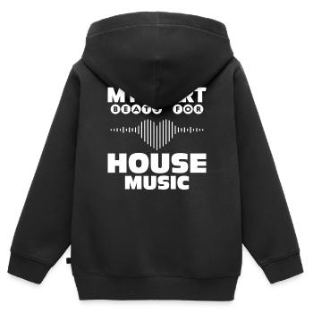 House Musik - Kinder Premium Organic Zip Hoodie - Schwarz - Hinten - AI Model Kid Male (0cm)