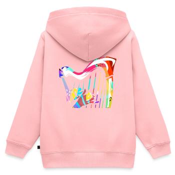 Harfe - Kinder Premium Organic Zip Hoodie - Rosa - Hinten - AI Model Kid Female (0cm)