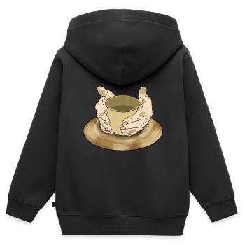 Poterie poterie poterie cadeau - Sweat Premium à capuche zippé enfant bio - noir - Dos - AI Model Kid Male (0cm)