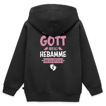 Sage-femme - Sweat Premium à capuche zippé enfant bio - noir - Dos - AI Model Kid Male (0cm)