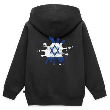 Israel - Kinder Premium Organic Zip Hoodie - Schwarz - Hinten - AI Model Kid Male (0cm)