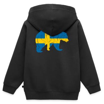 Suède - Sweat Premium à capuche zippé enfant bio - noir - Dos - AI Model Kid Male (0cm)