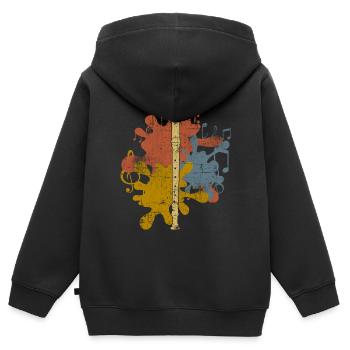 Flöte - Kinder Premium Organic Zip Hoodie - Schwarz - Hinten - AI Model Kid Male (0cm)