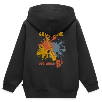 Saxofon - Kinder Premium Organic Zip Hoodie - Schwarz - Hinten - AI Model Kid Male (0cm)