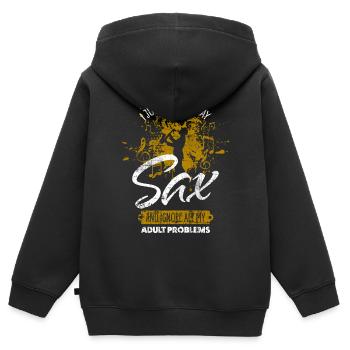 Saxofon - Kinder Premium Organic Zip Hoodie - Schwarz - Hinten - AI Model Kid Male (0cm)